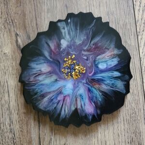 Epoxy resin coaster purple pink and blue gold colors